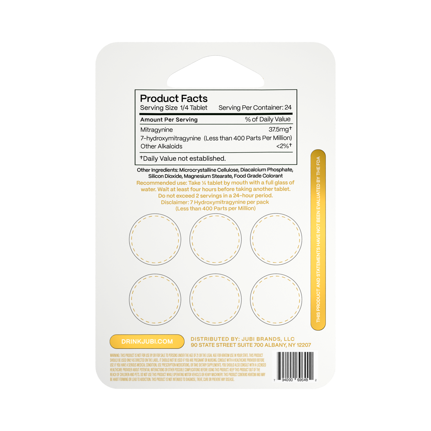 Jubi Advance Kratom 80% Mitragynine Extract Chewable Tablets 6CT 150MG Per Tablet (Wholesale)