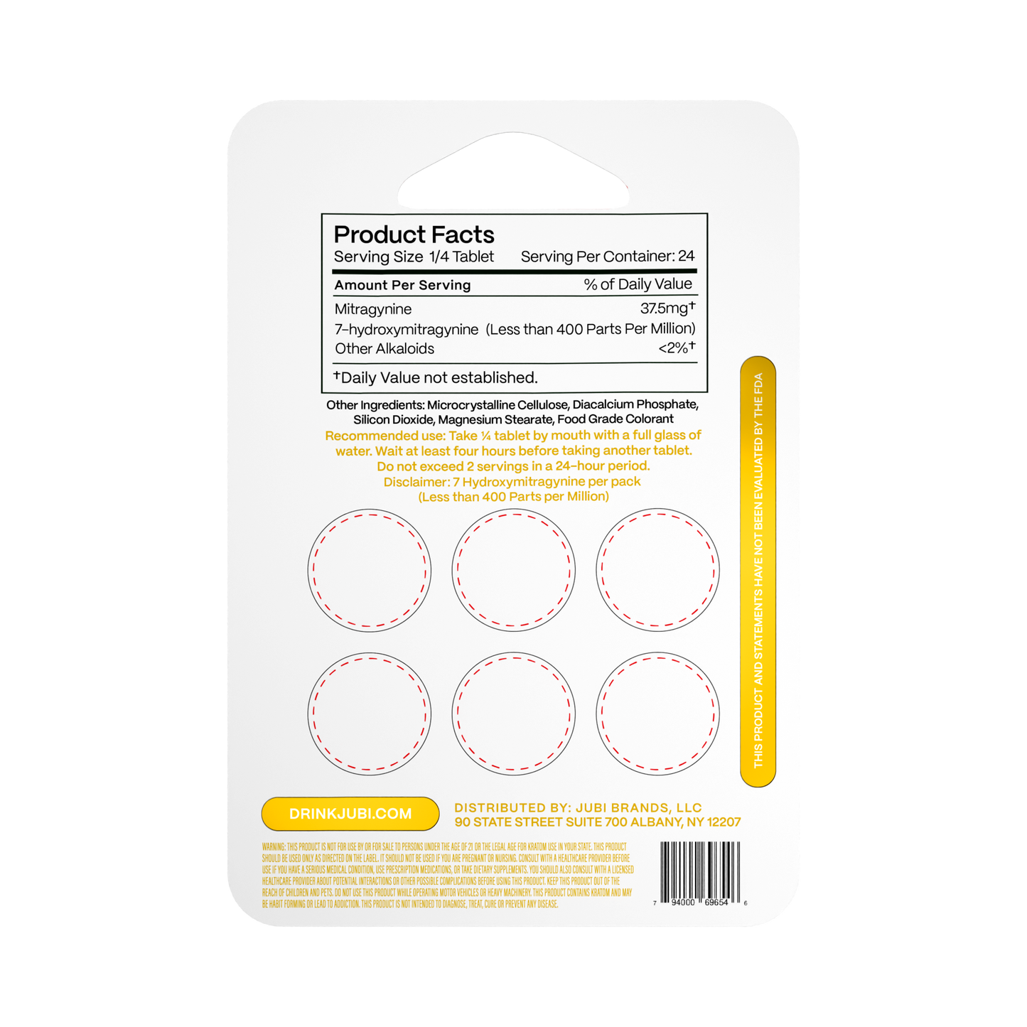 Jubi Advance Kratom 80% Mitragynine Extract Chewable Tablets 6CT 150MG Per Tablet (Wholesale)
