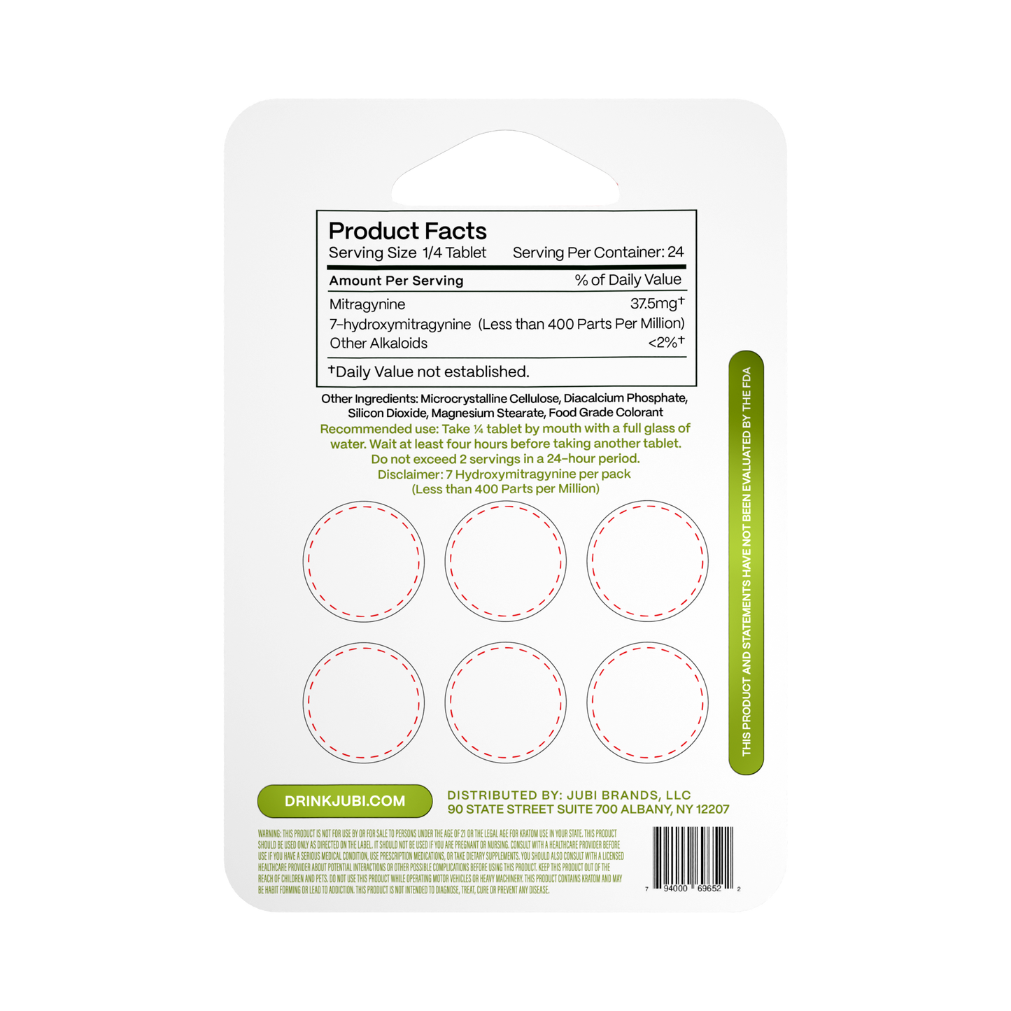 Jubi Advance Kratom 80% Mitragynine Extract Chewable Tablets 6CT 150MG Per Tablet (Wholesale)